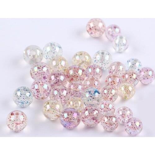 100pcs/lot Glittery Round Beads 8mm/10mm Colorful Acrylic Clear Beads For Bracelet Necklace Jewelry Making Accessories