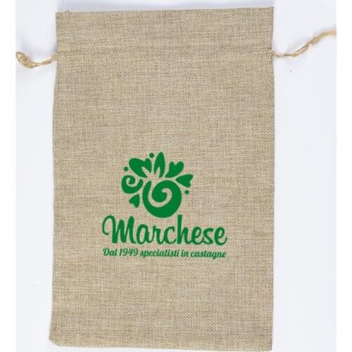 Custom Logo 100 pcs 20x30cm Drawstring Jute Bags Pouches Printed With Green Logo Customize Logo Fast Ship Via FedEx