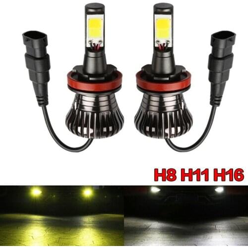 2PCS Car Fog Light H11 H8 LED Bulb 33smd COB LampTwo-color with Strobe Car Front Foglamp 12v
