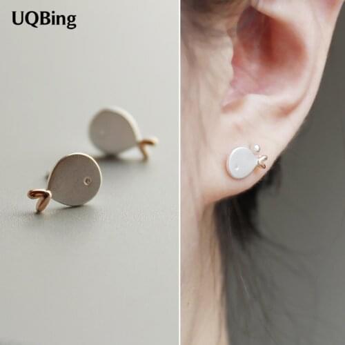 2016 New Fashion 925 Sterling Silver Fish Stud Earrings For Women Jewelry Free Shipping Brincos