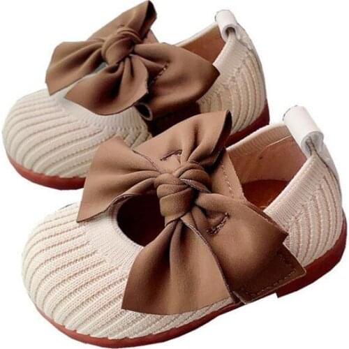 2021 Autumn Girls' Leather Shoes New Bow Square Mouth Princess Baby Soft Bottom Toddler Shoe