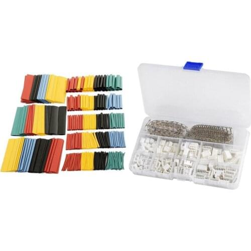 328Pcs Cable Heat Shrink Tubing Sleeve Wire Wrap Tube & 560Pcs 2.54mm JST-XHP 2/3/4/5 Pin Housing Connector Kit