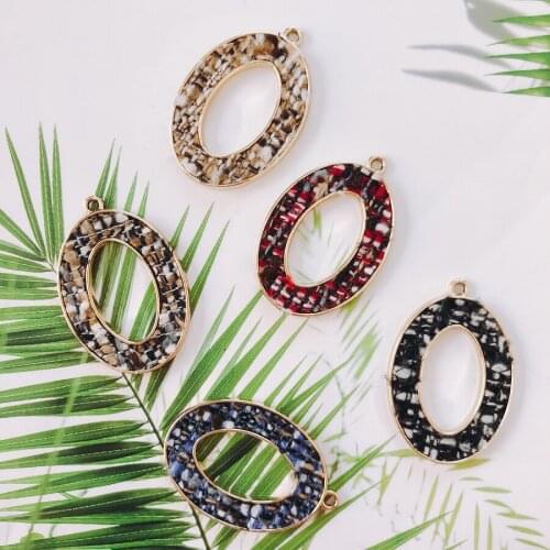 Alloy Oval Pendant Necklace Charms DIY Material Jewelry Earring Accessories