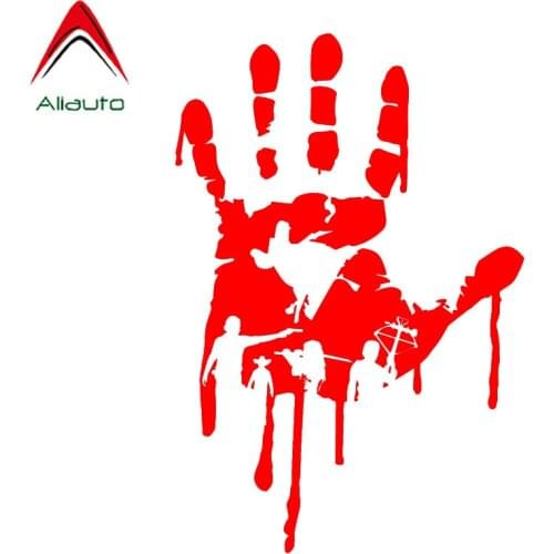 Aliauto Interesting Hands and Red Blood Drops Waterproof Reflective Car Sticker PVC Black/Silver High Quality Graphic,18cm*12cm
