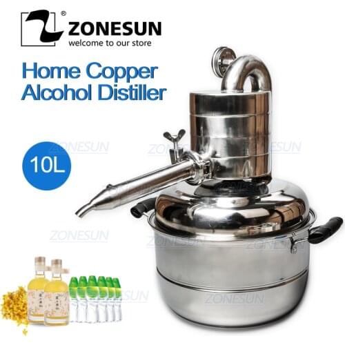 ZONESUN 10L Alcohol Drinker Distiller Essential Oil Distiller Bar Sets Household Facility Wine Boiler Water Liqueur Maker Brew