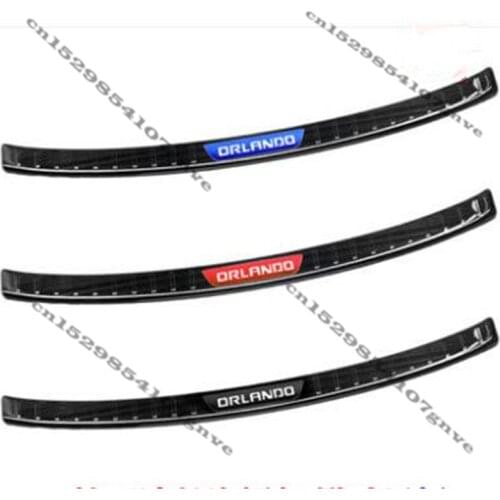 For Chevrolet Orlando 7 seat Black Titanium stainless steel Rear Bumper Protector Sill Trunk Rear guard Tread Plate Trim