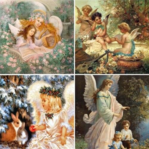 CraftArtGo 5D DIY Diamond Embroidery angel Full Square Round Rhinestone Mosaic Painting Cross Stitch Flowers Diamond Kit