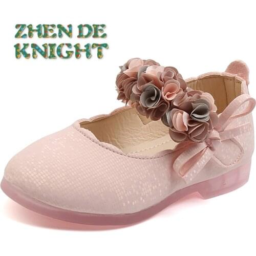 Childrens Flats Lace Big Flower Princess Party Performance Shoes Big Student Girl Shoes for Kids Soft Sole Leather Flats