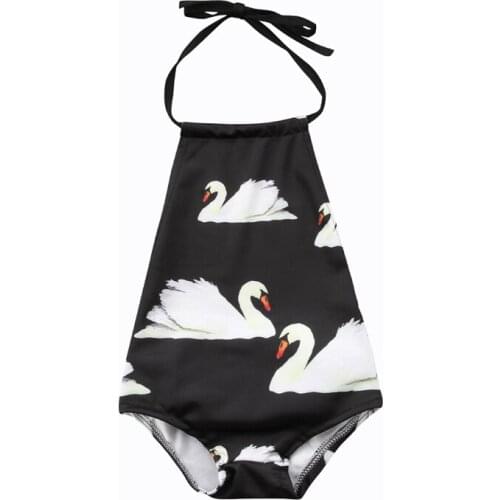 Kids Girl Swan Bikini Children Baby Girl Tankini Halter Swimsuit Princess Girl One Piece Swimwear Bathing Suit Beachwear Trikini