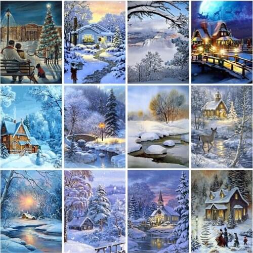 Diy Snow Scenic 5D Diamond Painting Full Square Drill Cross Stitch Rhinestone Landsacape Diamond Embroidery Mosaic Home Decor