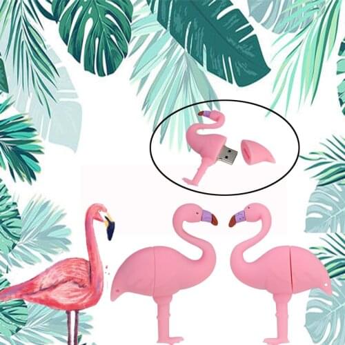Flamingo USB Flash Drive 64GB 32GB 16GB 8GB 4GB Genuine Cartoon Pink Bird U Disk Cute Thumb Drive Pendrive Usb Key Pen Drive