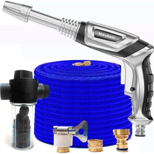 GFLOWERS NEW Garden Hose Set with Expandable Water Injector Magic Garden Hose Sprayer Hose High Pressure Watering Hose Car Wash