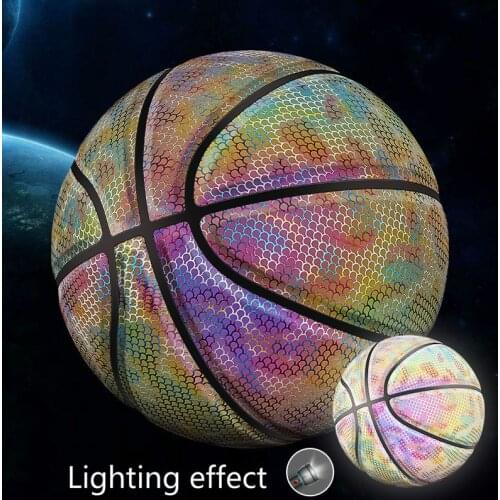 Holographic Reflection Luminous Fluorescent Basketball Rainbow Star Sky Hot Online Cool Basketball Lighting Effects Shiny