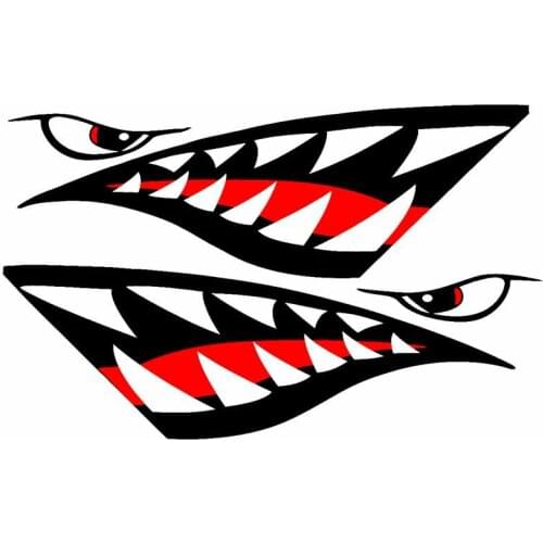 Hot Sell JDM 2Pc Megalodon Mouth Teeth Cartoon Decal Anti- Car Stickers Creative Graffiti Motorcycle Decoration Car Assessoires