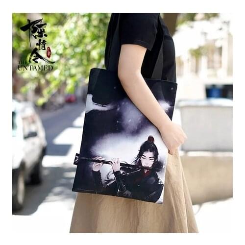Anime The Untamed Wei Wuxian Lan Wangji Comic Canvas Bag Men Women Student Antiquity Shoulder Bag Casual Bag Cosplay Gifts