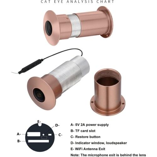 Hotel Household 1080P Tuya APP 130 Degree Peephole Wifi Wireless Door Viewer Camera Motion Detection Record Phone P2P Onvif