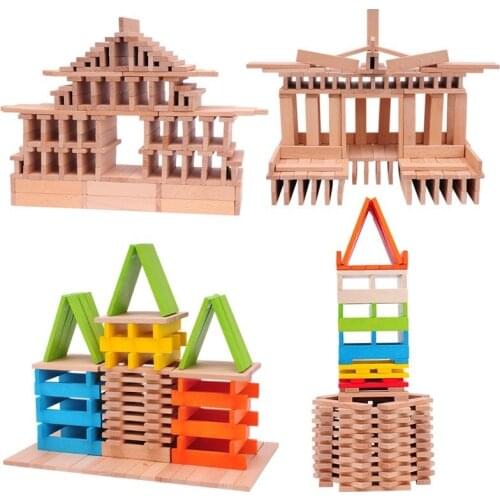 150PCS Child Pine Ship Airplane Building Block Creative Building Block Toy Wood Toy Intellectual Development Building Block Jeng