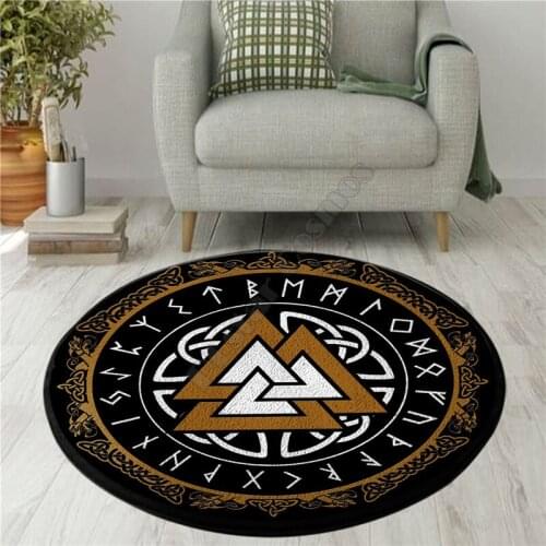 Viking Tattoo Carpet Anti-Skid Round shape Floor Mat 3D Rug Non-slip Mat Dining Living Room Soft Bedroom Carpet 01