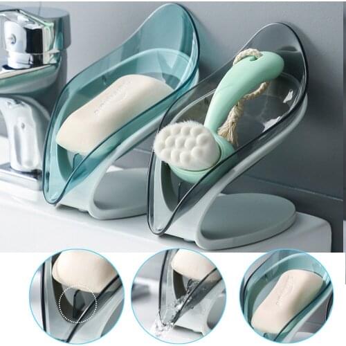 Creative leaf soap box drain soap box fat soap frame transparent leaf soap box bathroom punch-free drain soap box