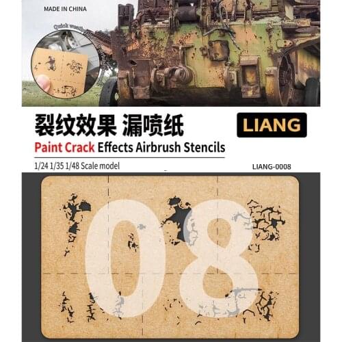 LIANG-0008 Paint Crack Effects Airbrush Stencils Tools for 1/24 1/35 1/48 Model