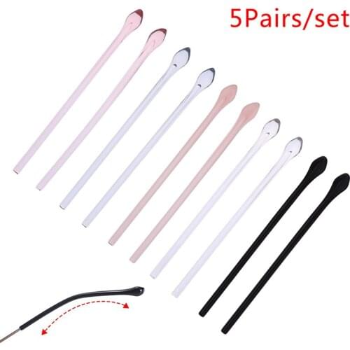 5Pairs Metal Glasses Thin Leg Anti Slip Slim Hole Eyeglass Round Holder Sleeve Soft Silicone Prevent Allergies Ear Hooks