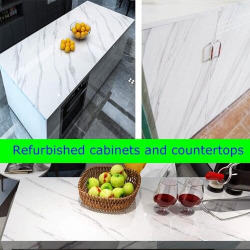 Marble PVC Self-Adhesive Wall Paper Waterproof Wall Stickers Decorative Wallpaper For Bathroom Kitchen Furniture Decor Paper