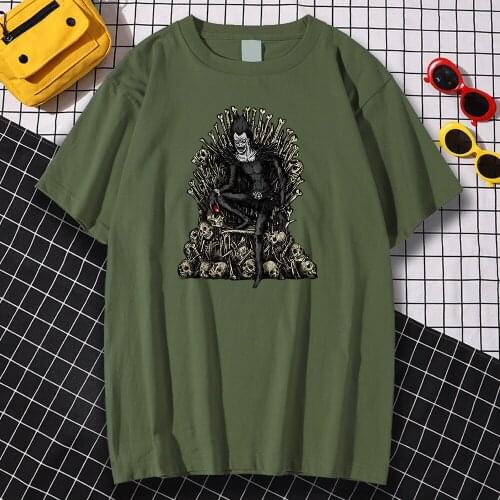 Oversized Vintage Mens Tee Shirts Spring Summer T-Shirt Demon Messenger Cool Printing Clothing Crewneck Breathable Tshirt Man