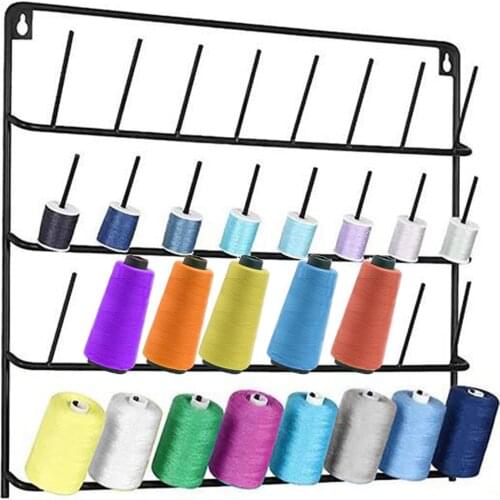 Wall Door Mount Hanging Thread Holder 32 Spools Sewing Thread Organizer Tool