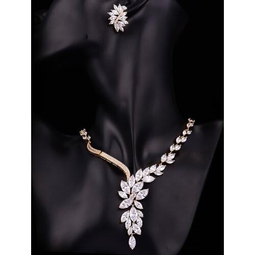New Arrival Cubic Zirconia Wedding Jewelry Sets For Women Bridal Necklace Earrings Set Valentines Gift CZL-6012