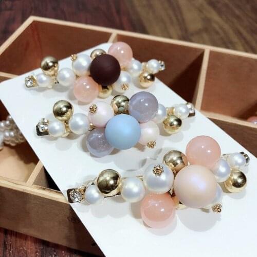 New Korean Sweet Imitation Pearl Spring Clip Hairpin Rhinestone Barrettes For Women Fashion Hair Accessories