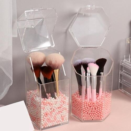 NEW Pearl Clear Acrylic Cosmetic Organizer Makeup Brush Container Storage Box Holder Lipstick Storage Container Pencil Clear Box