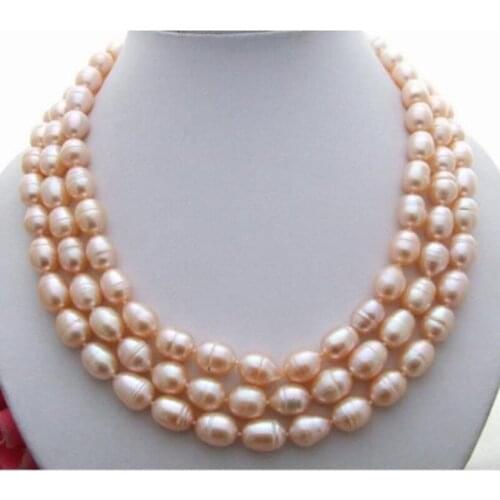 Charming 10-12mm natural Australian south sea pink pearl necklace 51"925silver gold W