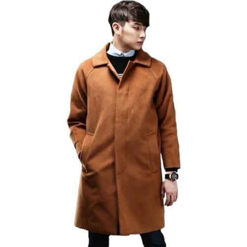 Single-breasted Cashmere Coat Men Loose 2018 Spring And Autumn New Dark Placket Shoulder Long Sleeves Woolen Jackets S-6xl