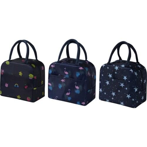 Portable Insulated Canvas Picnic Handbag Lunch Bag Functional Pattern Cooler Lunch Box Thermal Food Picnic Lunch Bags For Women