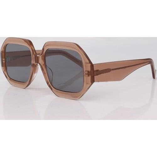 Clear brown Square women sunglasses with metal details