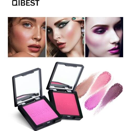 QIBEST 8 color pearlescent blush powder face mineral pigment professional palette blush contour shadow matte rouge powder