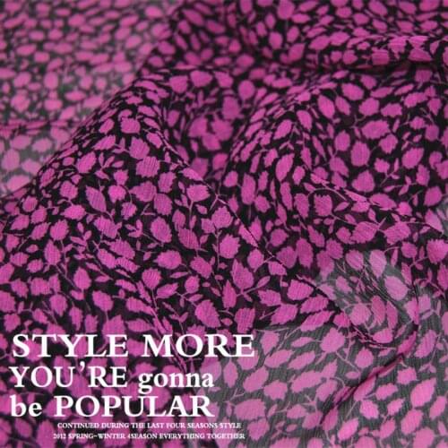 Silk Georgette Chiffon Fabric Dress 8 momme Rose Red Small Flower Black 100% Pleated Thin Spring Summer DIY Patchwork Tissue