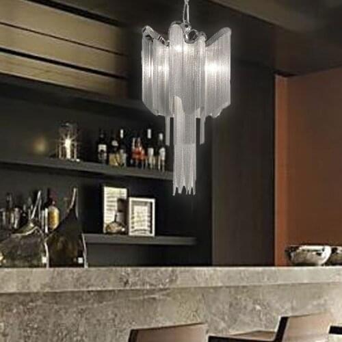 Nordic postmodern creative luxury aluminum chain chandelier hotel engineering villa club living room dining room tassel lamp