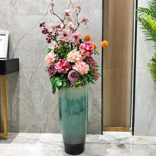 Modern Jingdezhen Ceramic Large Vase Floor Simulation Flower Arrangement Art Home Livingroom Porch Furnishings Decoration Crafts