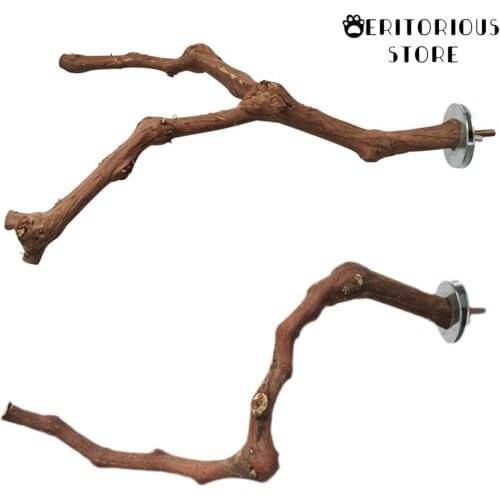 Pet Parrot Bird Standing Stick Wild Grape Wood Pole Bird Cockatiel Parakeet Perches Bite Claw Grinding Toy Bird Cage Accessories
