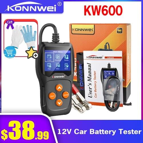 KONNWEI KW600 Car Battery Tester 12V 100 to 2000CCA 12 Volts Battery Tools for the Car Quick Cranking Charging Diagnostic