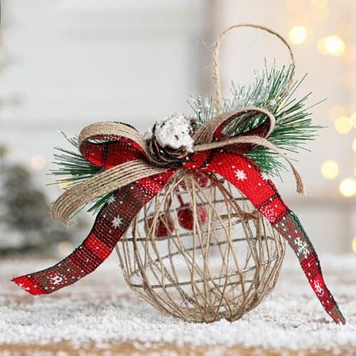 Christmas Ball Ornaments Xmas Tree Decorations Festive Atmosphere Durable Round Made Of Iron Hollow Out New Year Party Hanging