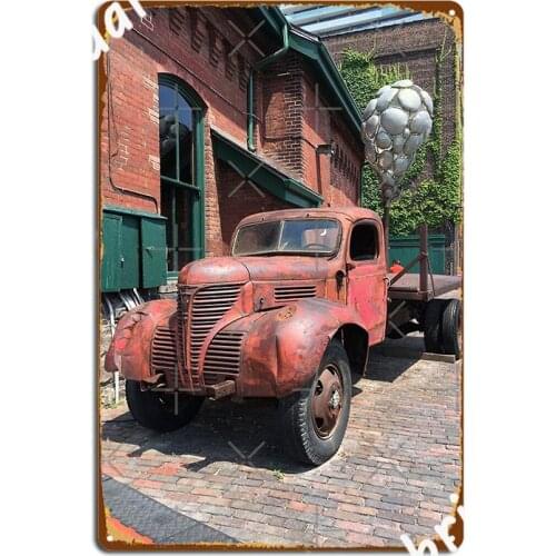 Vintage Truck Orange Truck Vintage Metal Plaque Poster Vintage Wall Mural Kitchen Poster Tin Sign Posters
