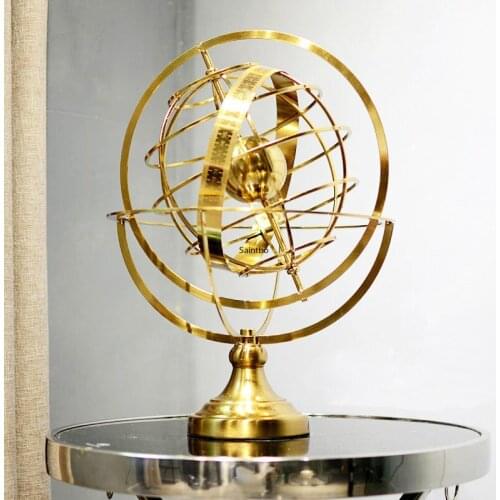 ROTATING GLOBE DECORATION HIGH-GRADE LUXURY EUROPEAN OFFICE MODEL ROOM TV CABINET ORNAMENTS METAL HANDICRAFTS HOME DECORATION