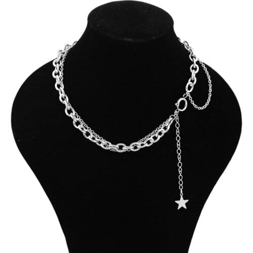 WOWTIGER Fashion Stainless Steel Star Pendant Necklaces For Women Loves Punk Choker Jewelry Party Anniversary gifts