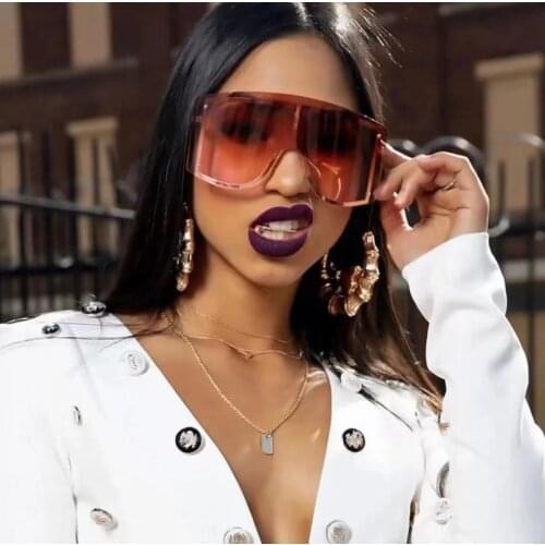 Oversized Women Blue Yellow Gradient Sunglasses Fashion Rimless Metal Female Shades Luxury Brand Designer Personality Eyewear