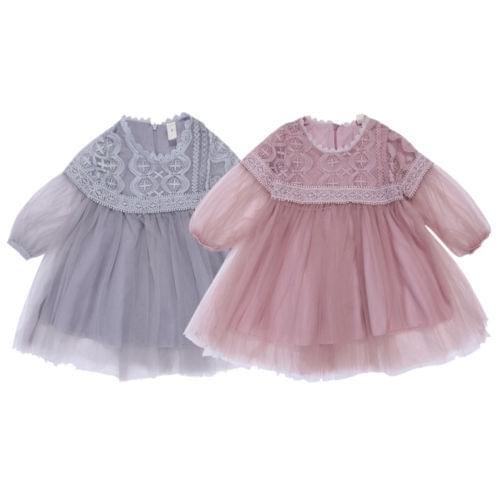 Baby Newborn Girl Princess Dress Long Sleeve Lace Pageant Party Dresses Toddler Dresses