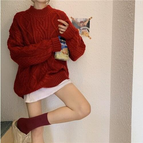 Winter Women Sweaters 2020 Fashion Vintage Turtleneck Crocheted Tops Pullovers Korean Chic Twist Knitted Jumpers Sueter Mujer