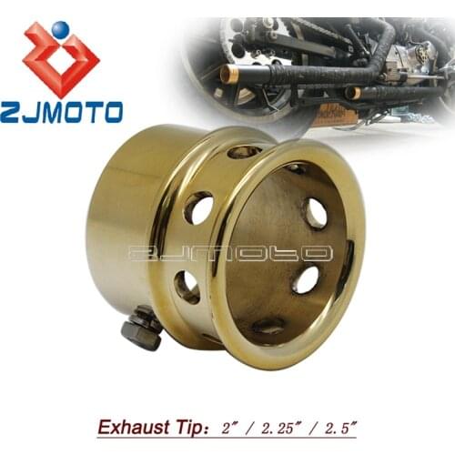 2'' 2.25'' 2.5'' Solid Brass Drilled Motorcycle Exhaust Tip For Harley Cafe Racer Bobber Chopper Exhaust Muffler Pipe Tips