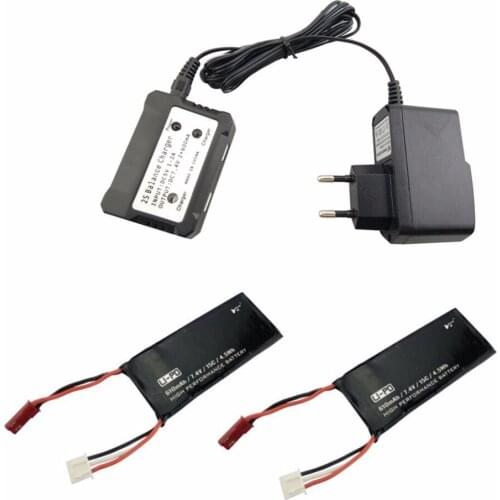 2PCS 7.4V 610mAh Model Battery with 2-in-1 Euro Charger for Hubsan X4 H502S H502E Aircraft Spare Parts UAV Lithium Battery